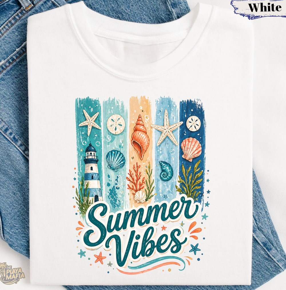 Preppy Beach Vibes Tee, Vacation Graphic Shirts, Coquette Beach